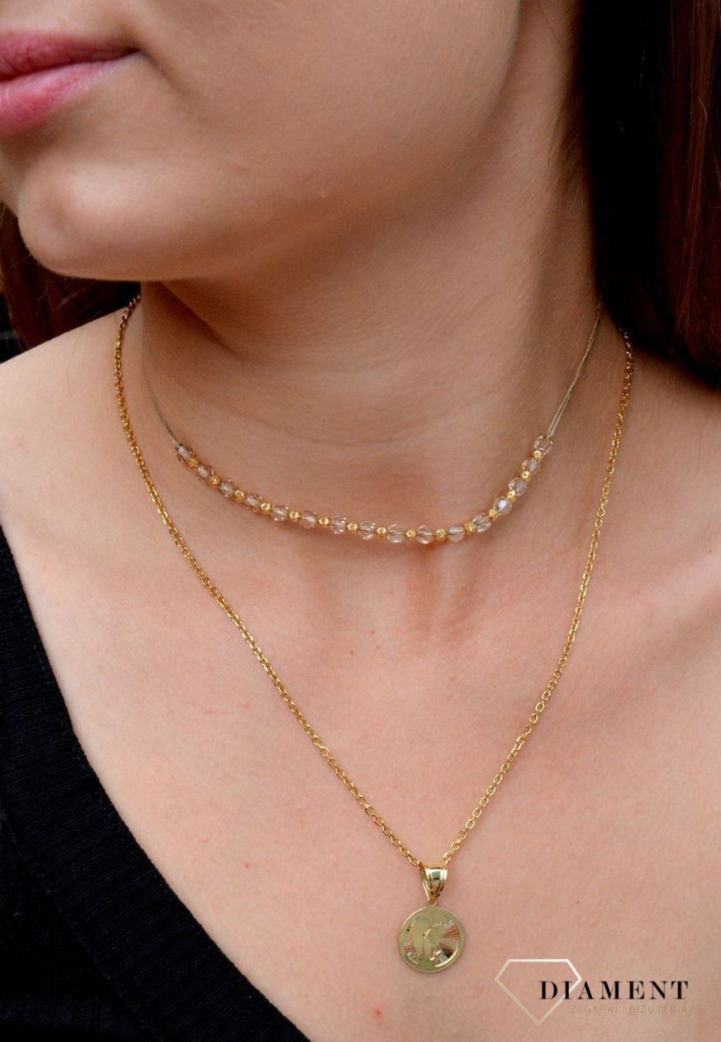 Złota zawieszka 585 medalik wizerunek Matka Boska ZA 7024.jpg